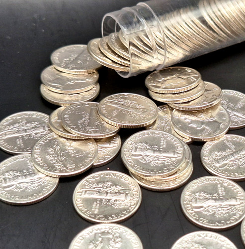 Roll mercury dimes bu - mercury,